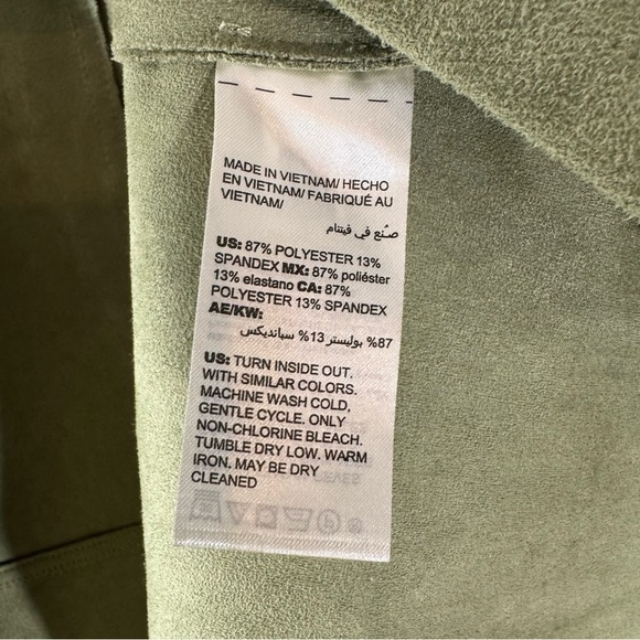 Chico’s Green Faux Suede Shirt Jacket Button Front - Picture 7 of 8